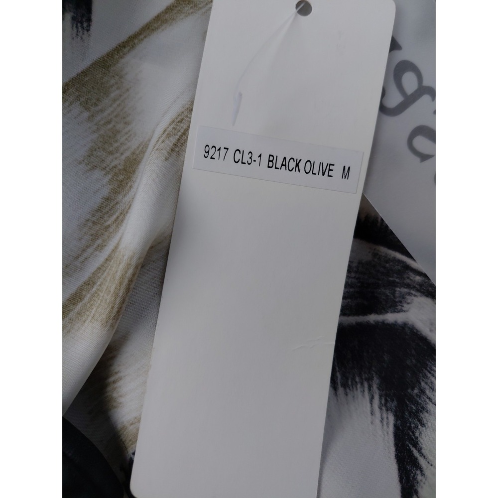 NWT Satin Tie Waist Shirt Dress MEDIUM Lightweight Olive Black Career Chic Sheer - Picture 9 of 10